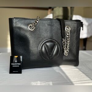 Valentino Mario Large Black Leather Bag
